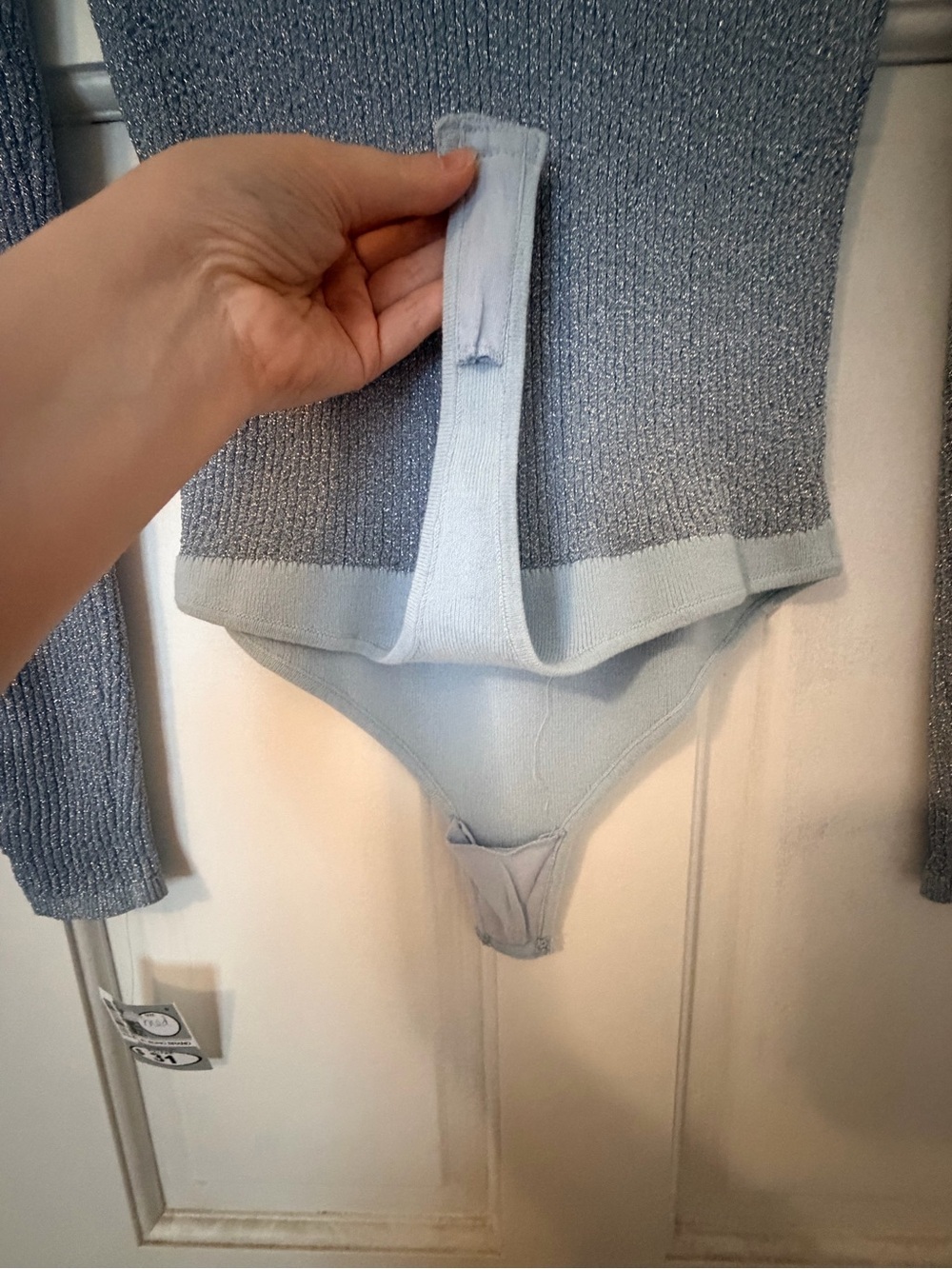 Free People Light Blue Ribbed Bodysuit - Picture 3 of 4